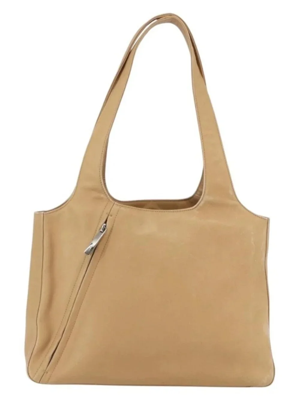 Salvatore Ferragamo Tote Bag Leather Beige Silver Auth 162146